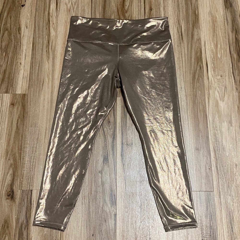 ATHLETA ELATION SHINE SHINY LEGGING TIGHTS BRONZE PYRITE ELEVATED WOMENS SZ XL